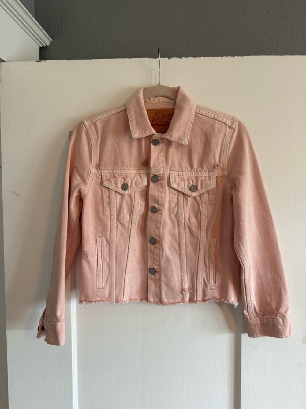 Lucky Brand Pink Denim Jacket - Women's XS Cropped Trucker Style